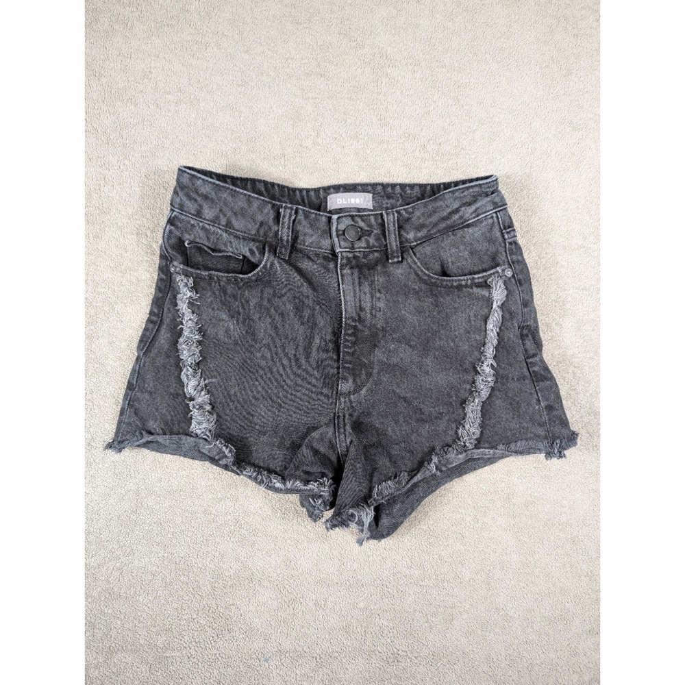 DL1961 Womens Cleo High Rise Cutoff Feather Black Denim‎ Shorts Size 26